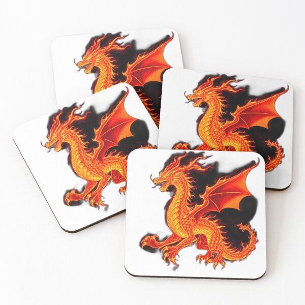 Item preview, Fiery Dragon with Flaming Wings Illustration designed and sold by ART ATTACK ZONE.