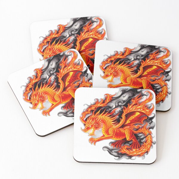 Item preview, Cool Fiery Dragon with Flaming Wings Illustration designed and sold by ART ATTACK ZONE.