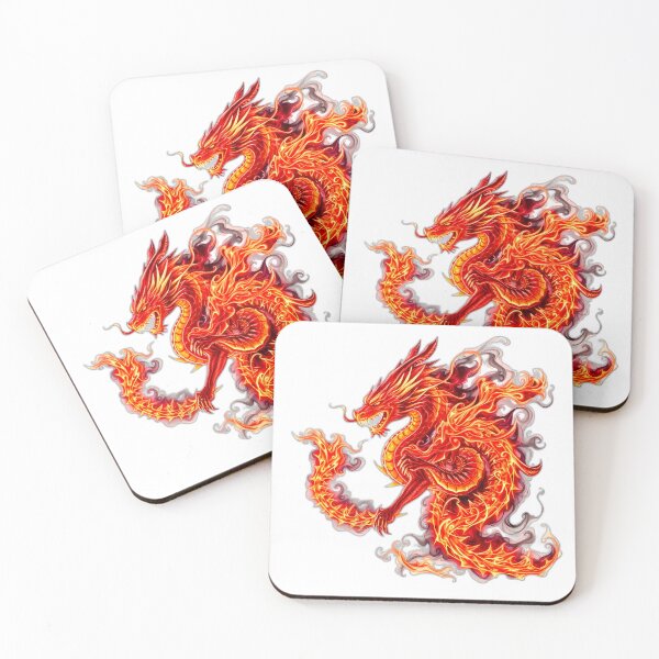Item preview, Power Fiery Dragon with Flaming Wings Illustration designed and sold by ART ATTACK ZONE.