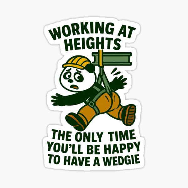 Item preview, Working At Heights Safety Harness Wedgie - Funny Panda Construction Worker  designed and sold by houseoftrades.