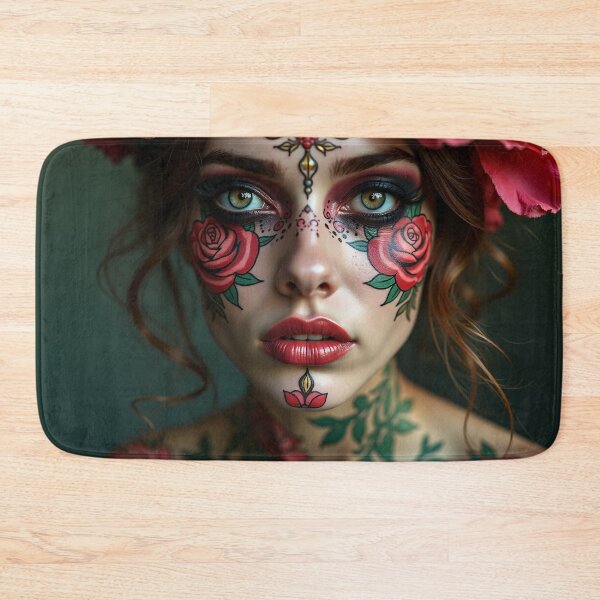 Item preview, Beautiful woman with tattoo artwork on her face and body designed and sold by mystiquelicorne.