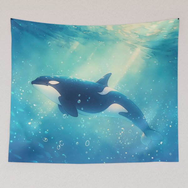 Item preview, Sunlit Drift – Dreamy Orca Beneath the Waves designed and sold by AshiraCreations.