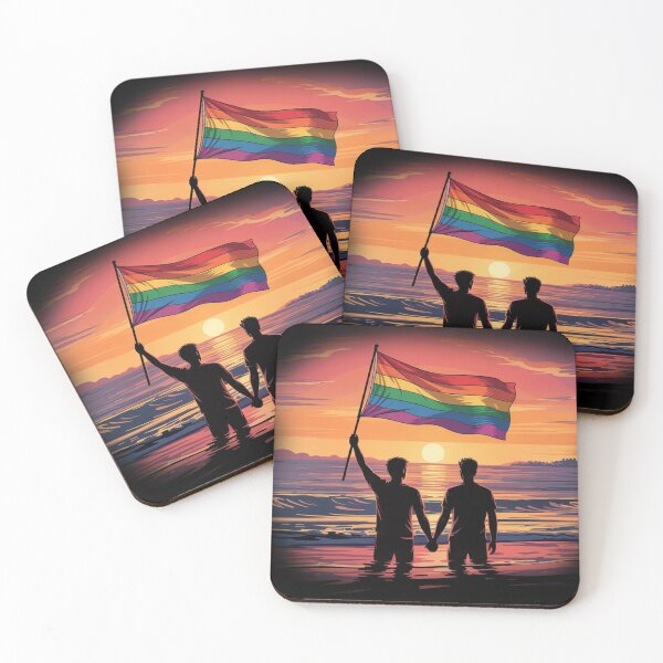 Item preview, Sunset Pride - Romantic Rainbow Silhouette LGBTQ+ Design designed and sold by DesignAnother.