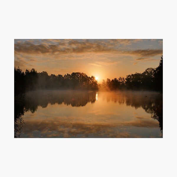 Winter sunrise of a Dutch lake Photographic Print