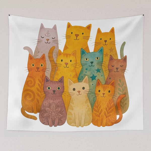 Item preview, Boho Cat Magic – Watercolor World of Cute Felines designed and sold by branaghbel.