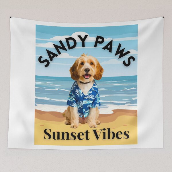 Item preview, Cockapoo Sunset Vibes – Tropical Beach Dog in Hawaiian Shirt designed and sold by Fredster1966.