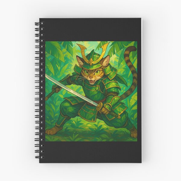 Item preview, Leaf Samurai Cat Warrior designed and sold by MindsInBloom.