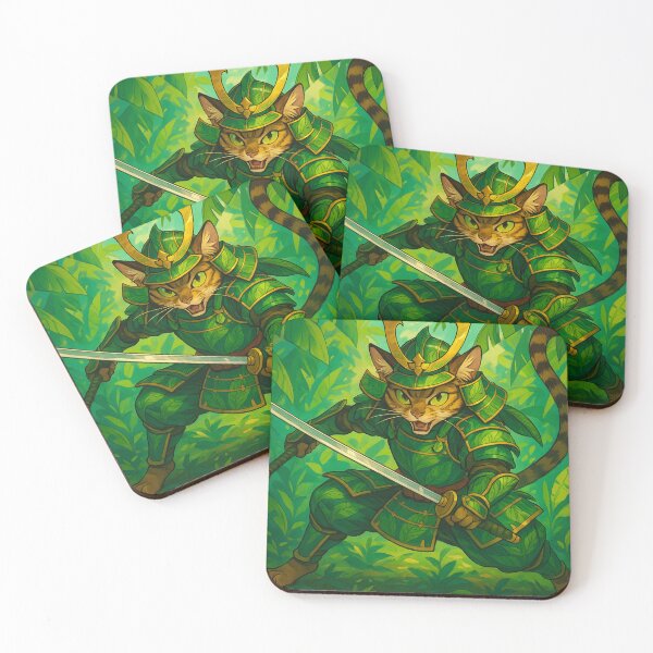 Item preview, Leaf Samurai Cat Warrior designed and sold by MindsInBloom.