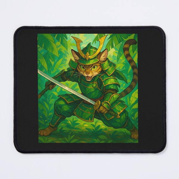 Item preview, Leaf Samurai Cat Warrior designed and sold by MindsInBloom.
