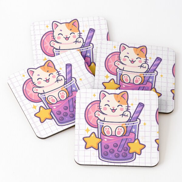 Item preview, Boba Cat Bliss – Kawaii Calico in a Bubble Tea Cup designed and sold by Soft rot studio.