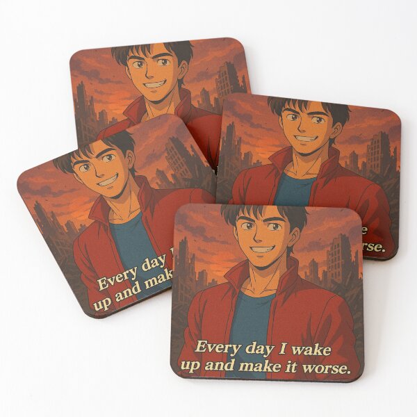 Item preview, Apocalyptic Anime Guy Art – “Every Day I Wake Up and Make It Worse” designed and sold by Soft rot studio.