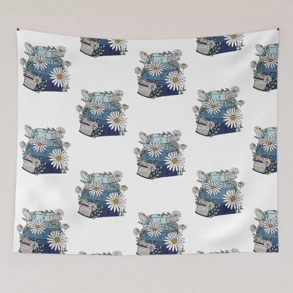 Item preview, Light Blue Book Stack with Daisies – Whimsical Floral Reading Design designed and sold by Giulia  Palazzo.