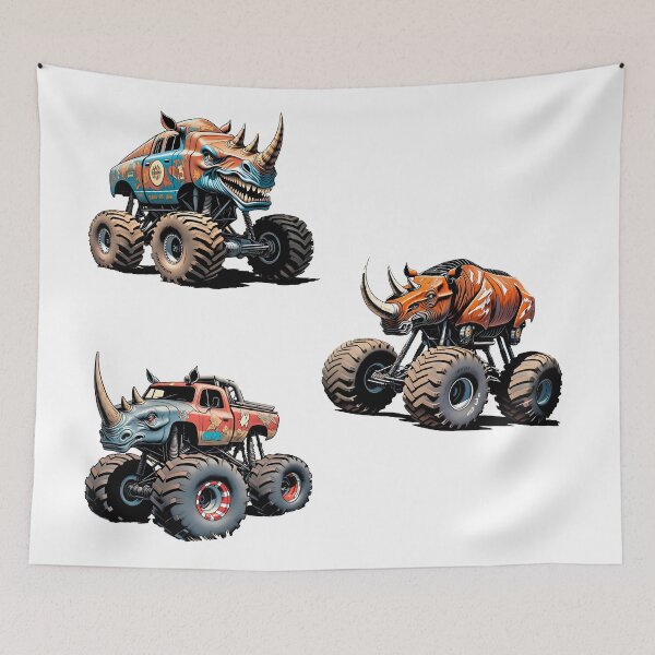 Item preview, Rhino Monster Truck Sticker Pack, Cute 80s Comic Book Design, Gift for Fans. designed and sold by UrbanTRIP.