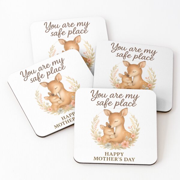 Item preview, You are my safe place - Mother Deer and Baby Gentle Watercolor Mother's Day Design designed and sold by miciana1417.