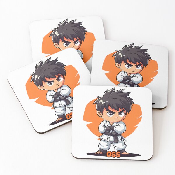 Item preview, "Cartoon BJJ Fighter Saying OSS – Martial Arts Respect Pose" designed and sold by Mat and Ink.