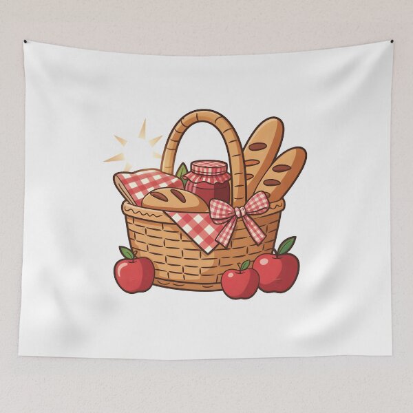Item preview, Sunny Picnic Basket with Fresh Baked Goods designed and sold by PinkMonsterbyPegi.