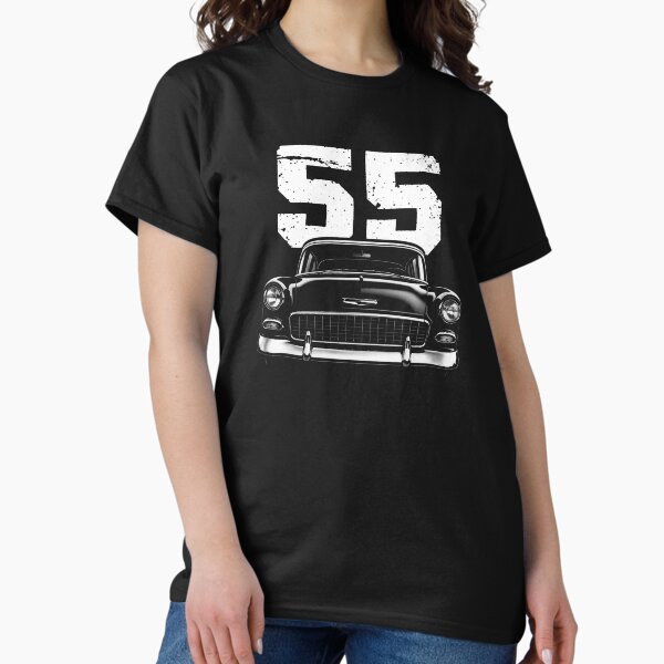 Item preview, 1955 Chevy 210 Front View Illustration – Bold Black and White Classic Car Art with Grunge 55 designed and sold by TheArtOfCar.