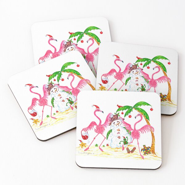 Item preview, Christmas Flamingos Building a Snowman designed and sold by susan-clifford.