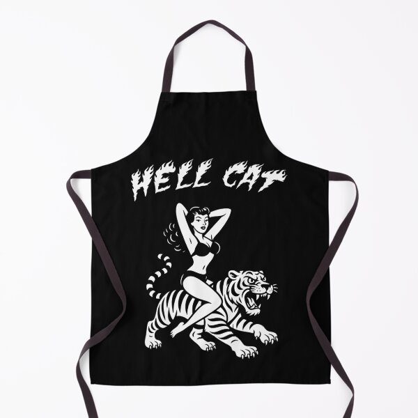 Item preview, Hell Cat Retro Pinup Girl Riding Tiger Tattoo Style Design designed and sold by Victor Shadehorn.