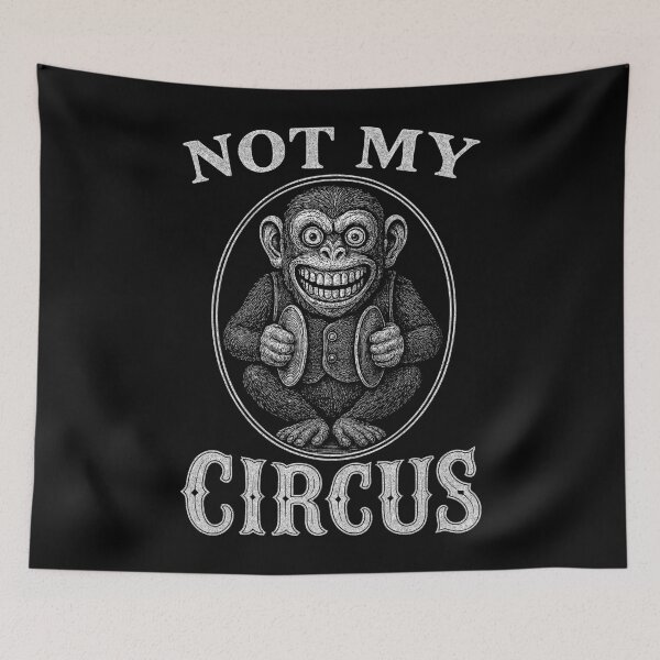 Item preview, Not My Circus Creepy Cymbal Monkey Retro Distressed Design designed and sold by Victor Shadehorn.