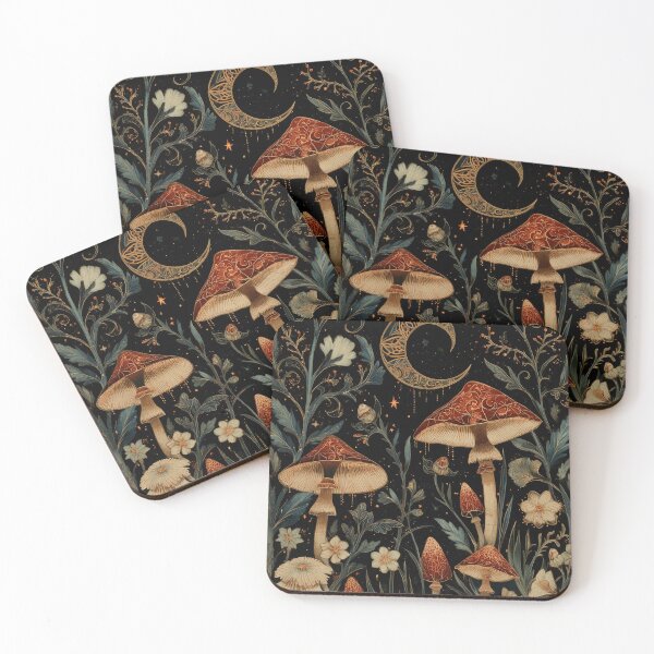 Item preview, Mushroom Sprites Dancing Under a Gilded Moon designed and sold by SporeandCanvas.