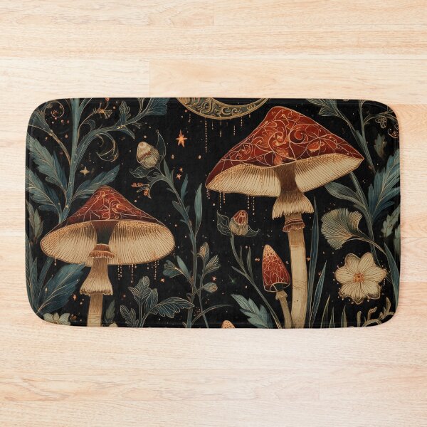 Item preview, Mushroom Sprites Dancing Under a Gilded Moon designed and sold by SporeandCanvas.