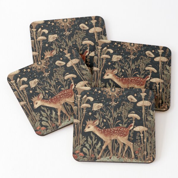 Item preview, Star-Crowned Fawn Grazing Among Gilded Mushrooms designed and sold by SporeandCanvas.