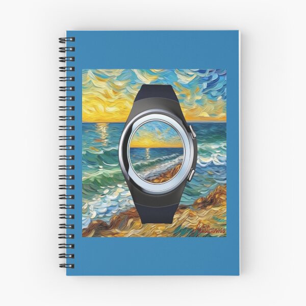 Item preview, "Sunset Timepiece: Stylized Wristwatch Reflecting a Coastal Sunset" designed and sold by Artisticanvas.