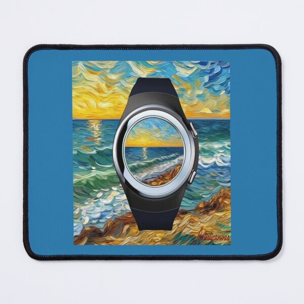 Item preview, "Sunset Timepiece: Stylized Wristwatch Reflecting a Coastal Sunset" designed and sold by Artisticanvas.