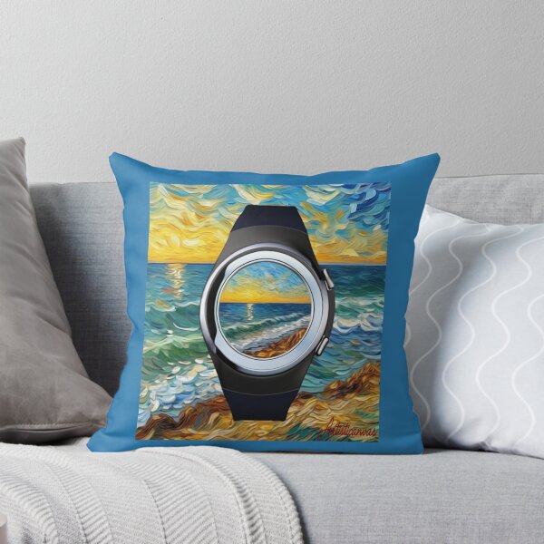 Item preview, "Sunset Timepiece: Stylized Wristwatch Reflecting a Coastal Sunset" designed and sold by Artisticanvas.