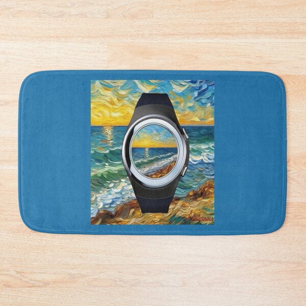 Item preview, "Sunset Timepiece: Stylized Wristwatch Reflecting a Coastal Sunset" designed and sold by Artisticanvas.
