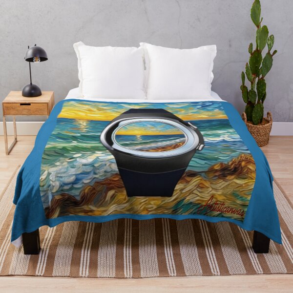 Item preview, "Sunset Timepiece: Stylized Wristwatch Reflecting a Coastal Sunset" designed and sold by Artisticanvas.