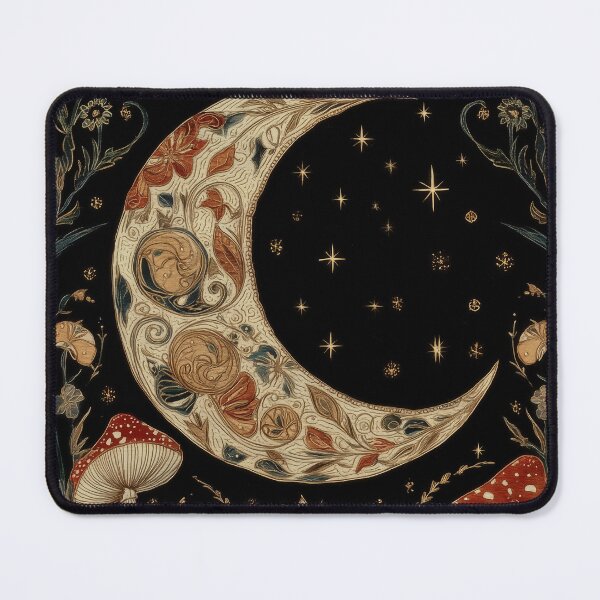 Item preview, Gilded Moon Orb Amid Mushroom Vines designed and sold by SporeandCanvas.