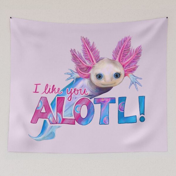 Item preview, I Like You Alotl - Axolotl Pun (with Eyelashes) designed and sold by Olivia Ossege.