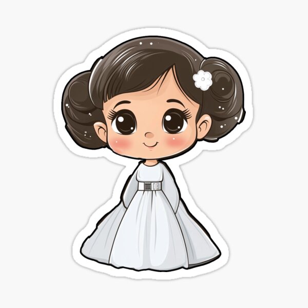 Vista previa del artículo con la obra «Princesa Leia Chibi», diseñado y vendido por Tiny Rebel Art.
