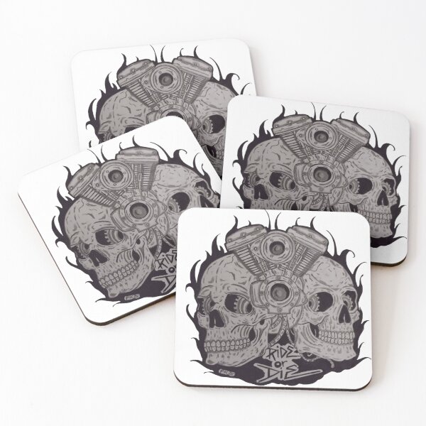 Item preview, skulls and motocycle motor pencil drawing ride or die  designed and sold by pksart1.