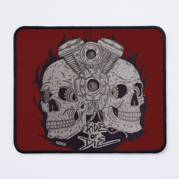 Item preview, skulls and motocycle motor pencil drawing ride or die designed and sold by pksart1.