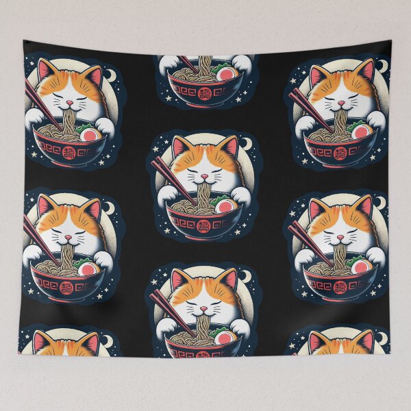 Item preview, Cat Eating Ramen designed and sold by alexMTX.