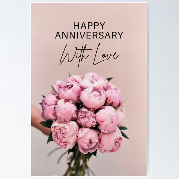 Item preview, HAPPY ANNIVERSARY CARD, FLORAL, PINK ROSES, BOUQUET designed and sold by AASparksDesigns.