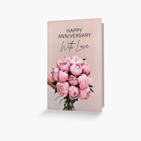 Item preview, HAPPY ANNIVERSARY CARD, FLORAL, PINK ROSES, BOUQUET designed and sold by AASparksDesigns.