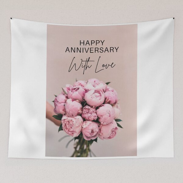 Item preview, HAPPY ANNIVERSARY CARD, FLORAL, PINK ROSES, BOUQUET designed and sold by AASparksDesigns.