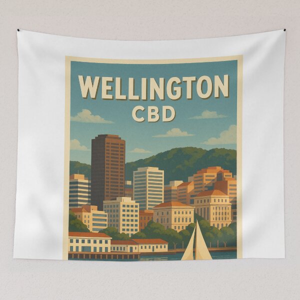 Item preview, Wellington Waterfront Skyline with Sailboat designed and sold by Aryabek.