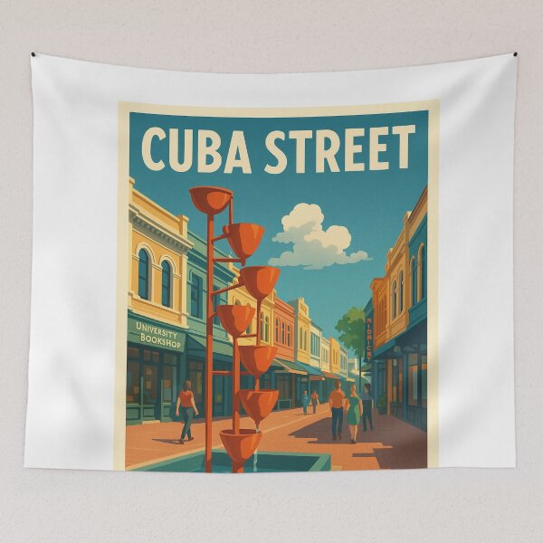 Item preview, Cuba Street Fountain and Historic Shops – Wellington designed and sold by Aryabek.