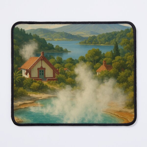 Item preview, Rotorua Hot Spring with Māori Architecture and Mountain View designed and sold by Aryabek.
