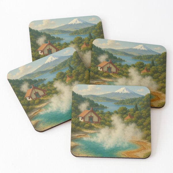 Item preview, Rotorua Hot Spring with Māori Architecture and Mountain View designed and sold by Aryabek.