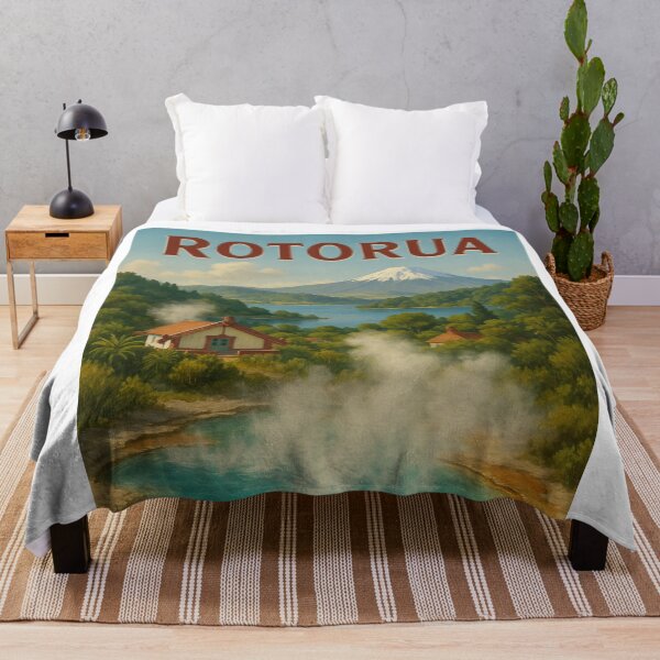 Item preview, Rotorua Hot Spring with Māori Architecture and Mountain View designed and sold by Aryabek.
