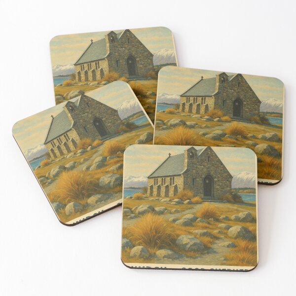 Item preview, Stone Church by Lake Tekapo with Mountain View designed and sold by Aryabek.
