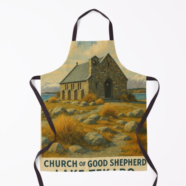 Item preview, Stone Church by Lake Tekapo with Mountain View designed and sold by Aryabek.
