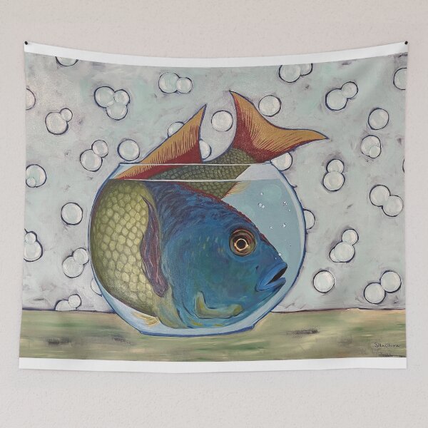Item preview, Giant Fish in Fishbowl with Bubbles designed and sold by artthatrocks.