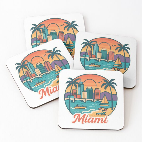 Item preview, Miami Florida Retro Sunset – Colorful Beach City Design designed and sold by CircinusStore.